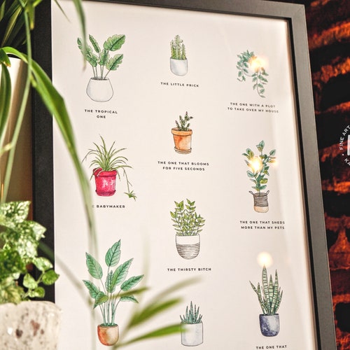 Funny Houseplants Print Comical Plant Names Art Plant Lady Etsy