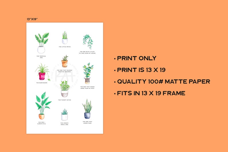 Funny Houseplants Print Comical Plant Names Art Plant Lady Gift Plant Lover Prints Garden Decor