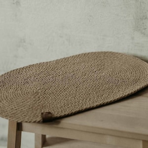 Jute dog bowl rug.  Dog bowls jute placemat.