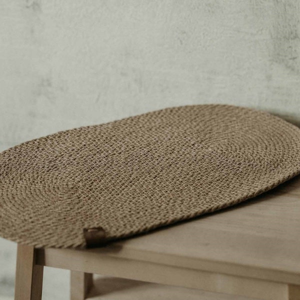 Jute dog bowl rug.  Dog bowls jute placemat.