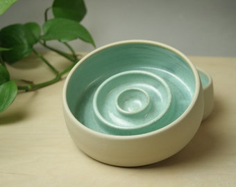 Handmade slow feeder ceramic dog bowl, medium or Large size,. Dog food bowl. Modern pet bowl. Dog water bowl.