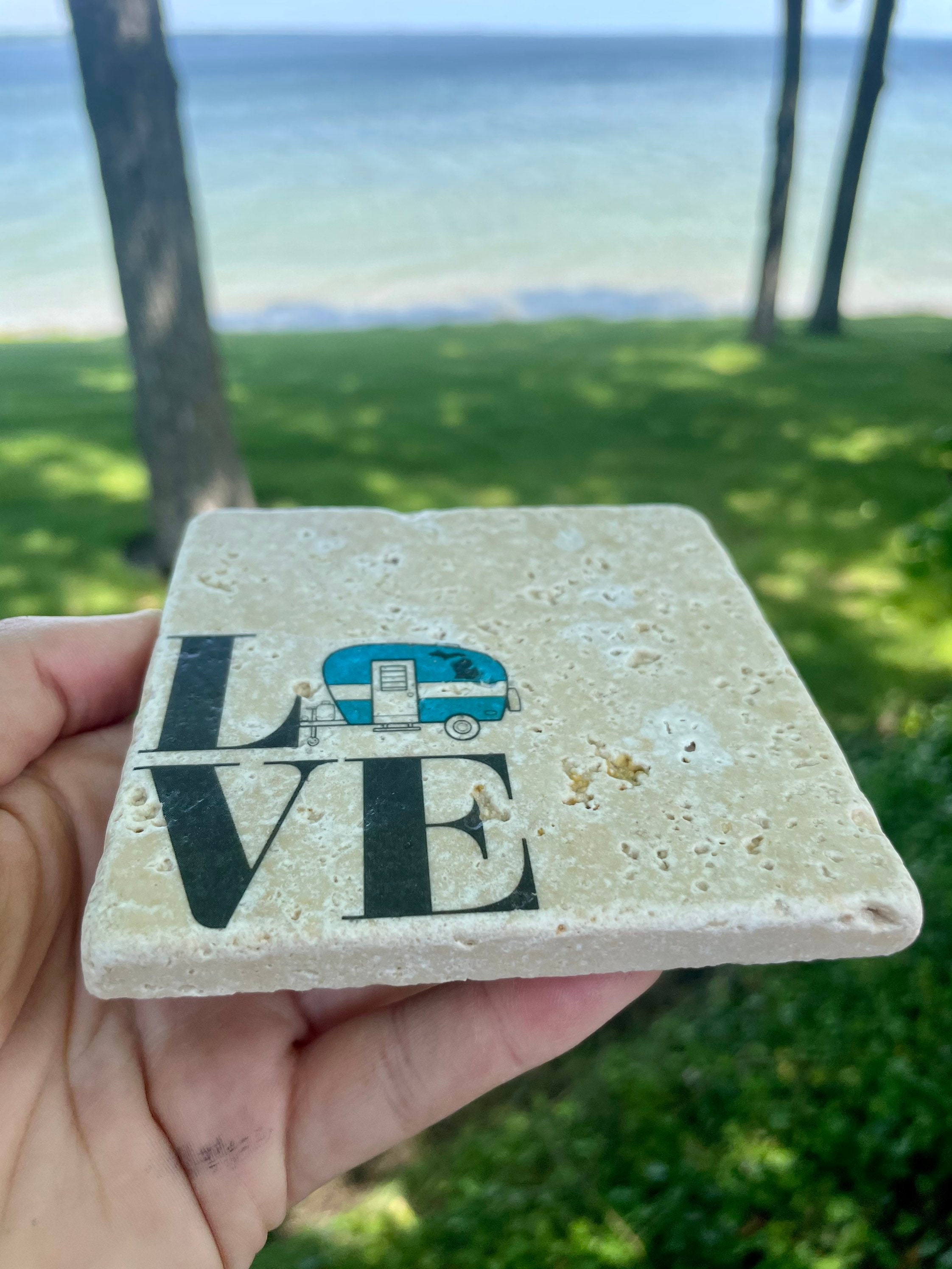 Michigan Gifts Michigan Art Love Camper Coaster Camper Etsy