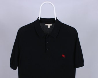 Burberry Vintage Poloshirt L XL schwarze Baumwolle