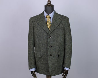 Harris Tweed blazer multi wool 48 M S green wool heavy vintage