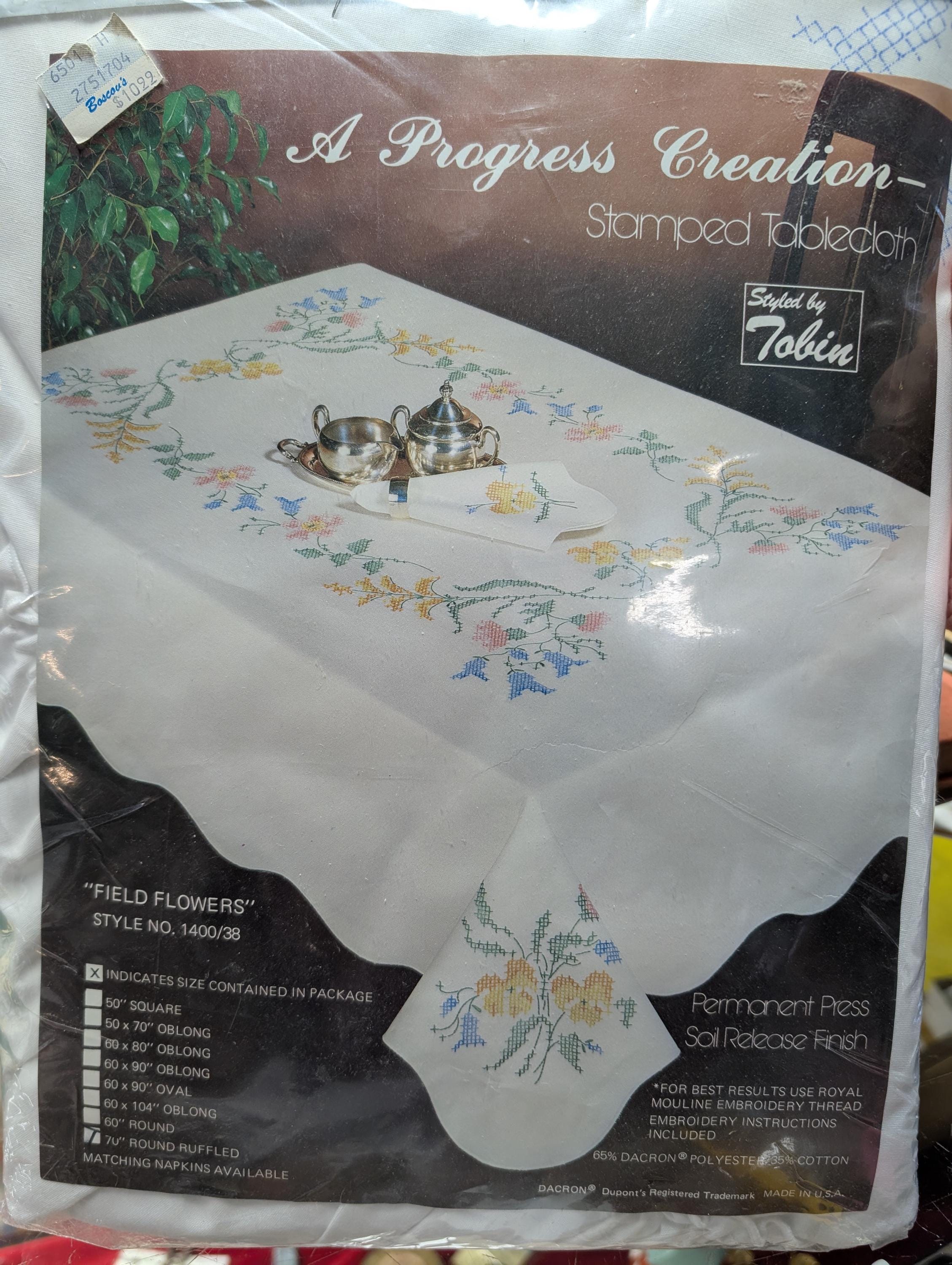 Stamped Tablecloth Kit for Cross Stitch and Embroidery - Etsy