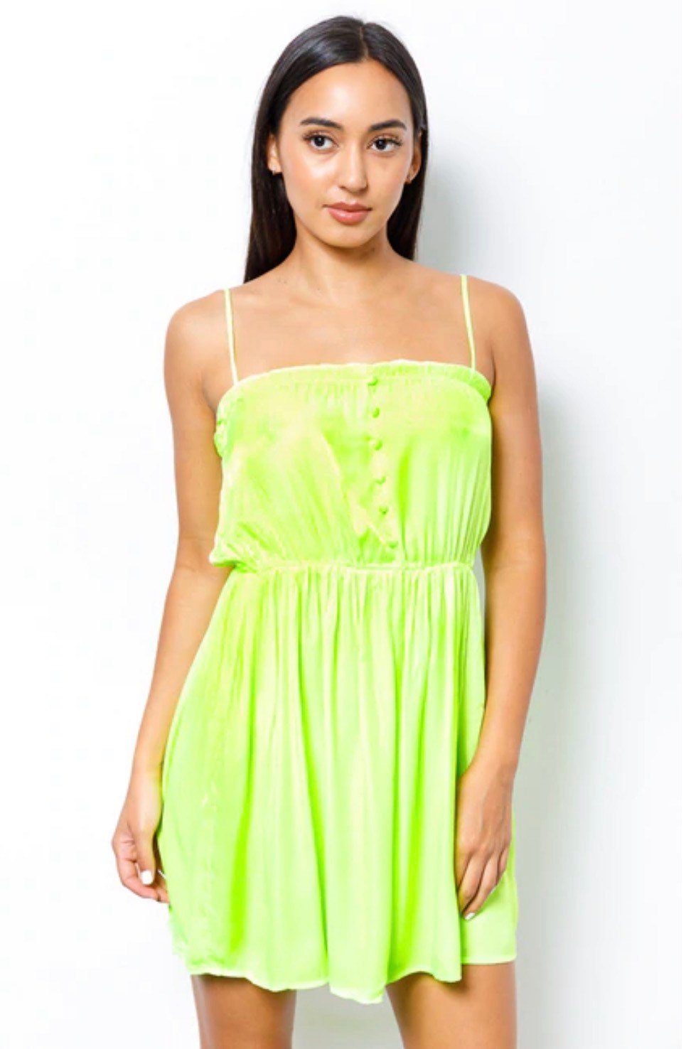Neon Green Summer Vacation Dress Tube Dress With Straps Etsy