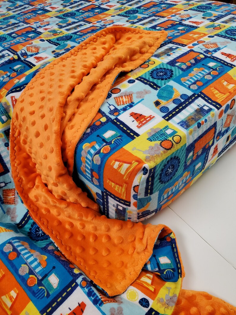 Baby Blanket Fitted Sheet Set plus BONUS Cars and Trucks, Construction, Big Rig Construction