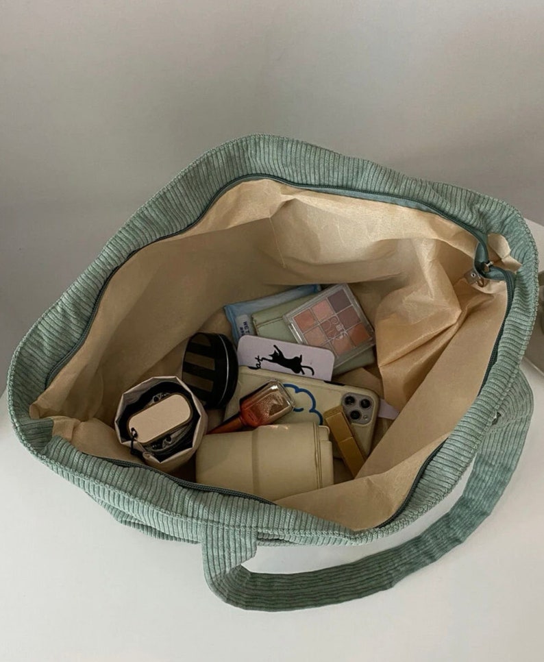 Corduroy Shoulder Tote Bag / Ultra Light Weight Bag / Reusable Etsy