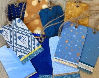 Hanukkah Blue and Gold Themed Gift Tags, Set of 10 Blue and Gold Gift Tags, Hanukkah Themed Gifting, Holiday Themed Gift Wrapping