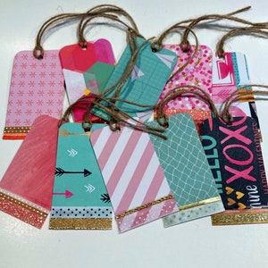 Valentijnsdag verfraaide gift tags, groenblauwe en roze thema Valentijnscadeau Tags, XOXO cadeau, Valentijnscadeau-ideeën, moderne Valentijnsdag