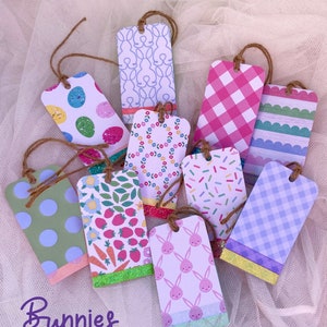 Étiquettes cadeaux de Pâques, 10 étiquettes cadeaux de printemps embellies, lapins, poussins et œufs, paniers-cadeaux de Pâques, cadeaux du dimanche de Pâques, étiquettes de printemps