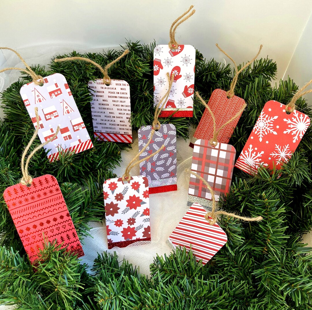 Candy Cane Gift Tags, Set of 10 Christmas Gift Tags, Embellished Red ...