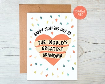Worlds greatest grandma, Printable mothers day card, Mothers day card from grandchild, Grandma card mother&#39;s day, Greeting cards for grandma