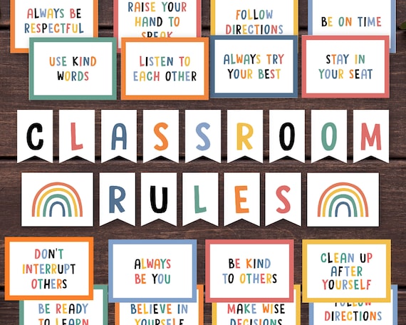 Classroom Rules Printable Bulletin Board Decor Pennants for - Etsy Israel