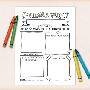 Carta de agradecimiento para la semana del maestro, página para colorear imprimible de agradecimiento para maestros, carta digital de agradecimiento para maestros de primaria
