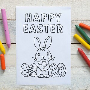 Biglietto d'auguri di Pasqua stampabile, biglietto d'auguri di buona Pasqua stampabile, biglietto d'auguri per le vacanze, colora le tue carte, biglietto da colorare per bambini