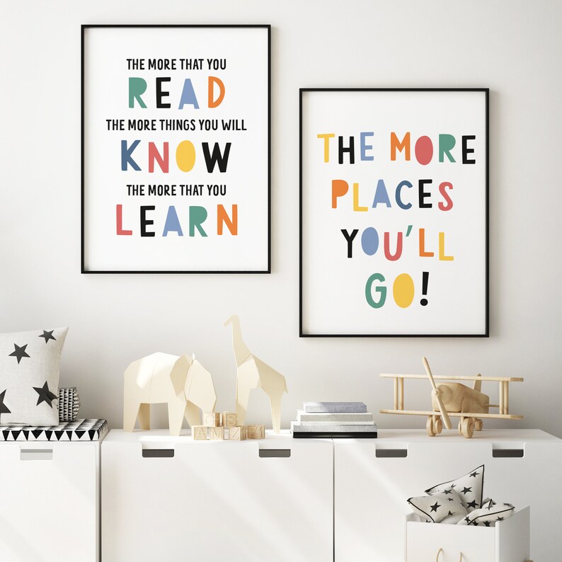 Set of 2 Dr. Seuss wall art. Oh the places you' ll go. Etsy