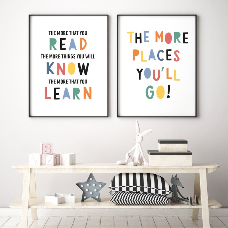 Set of 2 Dr. Seuss wall art. Oh the places you' ll go. Etsy