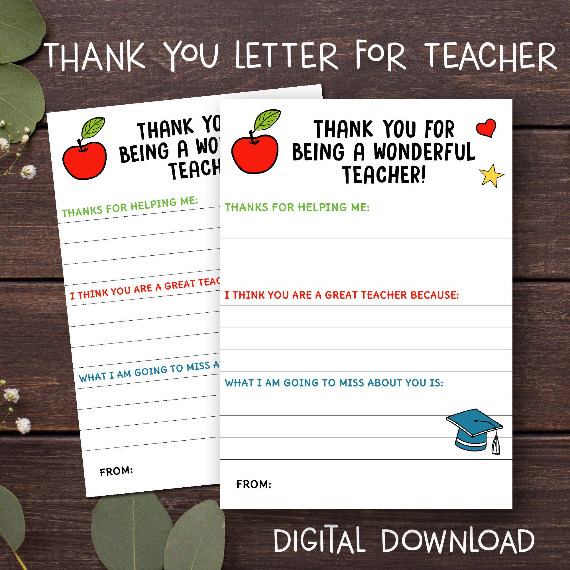 Teacher appreciation notes Teacher printable gifts Teacher | Etsy