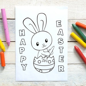 Biglietto d'auguri di buona Pasqua stampabile, biglietto da colorare di Pasqua, biglietto d'auguri di Pasqua stampabile, stampabili e regali fai da te, colora le tue carte