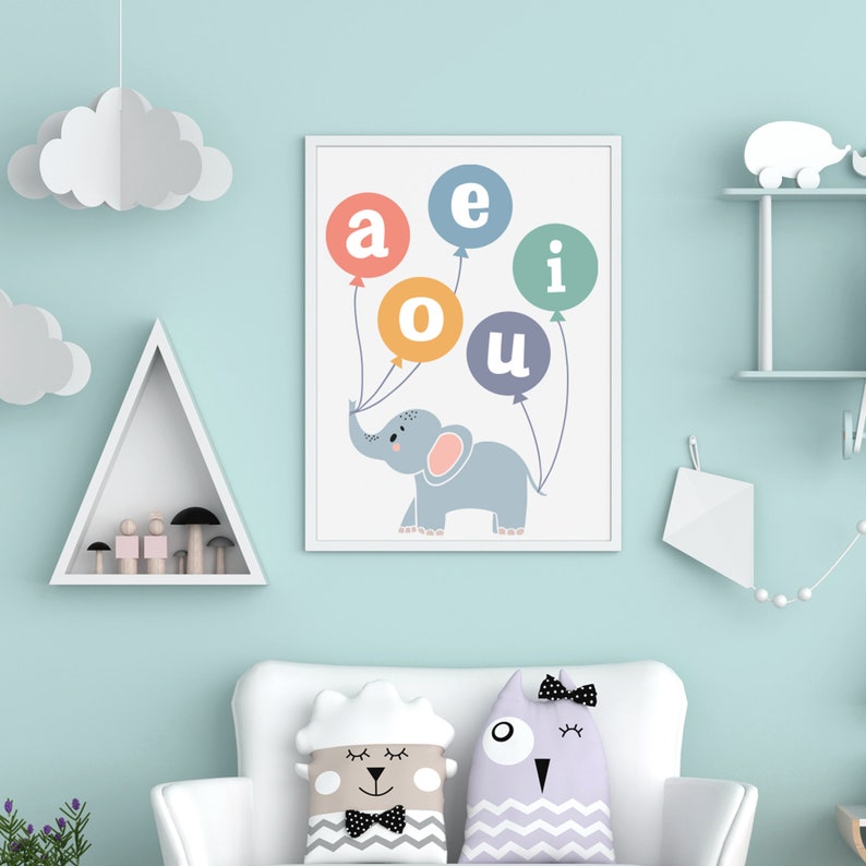 Vowel Poster, Educational Poster for Preschool, Learning Decor, Toddler ...