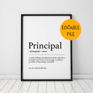 Cadeau de remerciement pour le principal, idées cadeaux pour le principal, affiche de remerciement pour l'enseignant, enseigne imprimable d'appréciation pour l'enseignant, affiche pour le principal