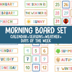 Pizarra para el tiempo en círculo en preescolar, calendario perpetuo del aula, rutina matutina imprimible, carteles de los días de la semana, decoración para la educación en el hogar, clima