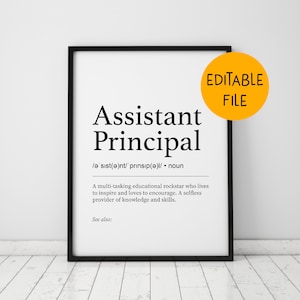 Assistant Principal gifts ideas, Teacher appreciation poster, Assistant Principal sign printable, Assistant Principal personalizable, Poster