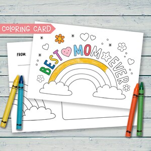 La mejor tarjeta digital para mamá, regalo de tarjeta imprimible del día de las madres de los niños, tarjeta para colorear del día de las madres, tarjeta del día de las madres felices, tarjetas para colorear
