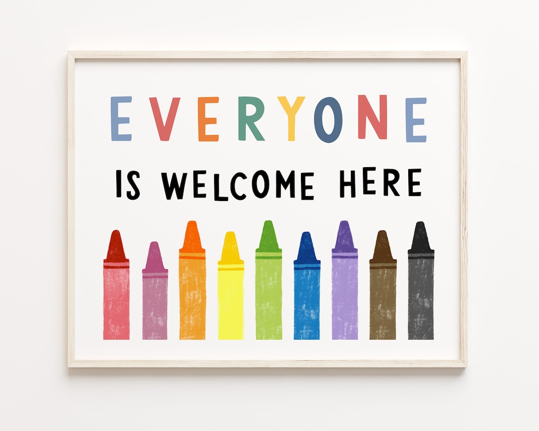 Tout le monde est le bienvenu ici impression, Affiche de diversité salle de classe imprimable