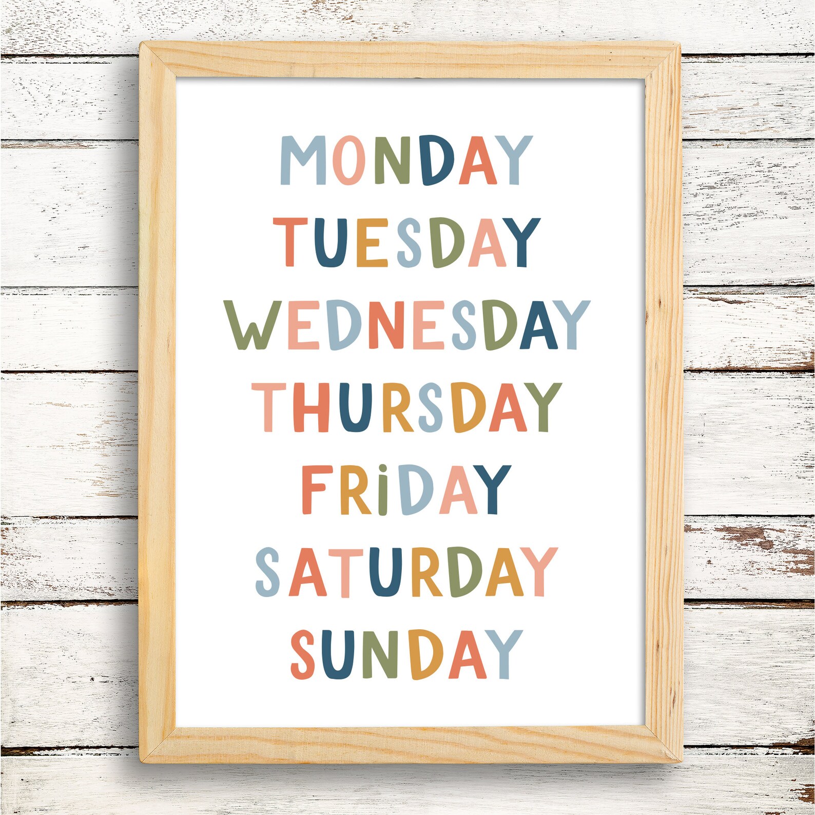 Days of the Week Printable, Educational Poster for Kids, Learning Wall ...