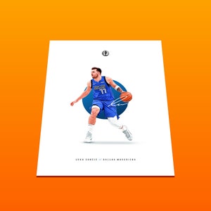 Luka Doncic Dallas Mavericks Koszykówka NBA Minimalistyczny plakat do druku Sztuka Natychmiastowe pobieranie cyfrowe MVP Sport Człowiek Jaskinia Biuro Pokój gier