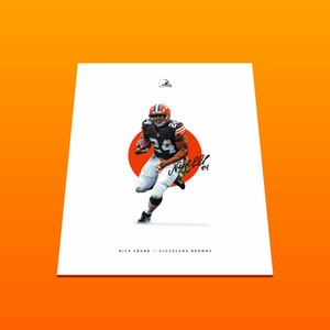 Nick Chubb Cleveland Browns RB Football NFL Minimalistic Print Poster Art Instant Digital Download MVP Sports Man Cave Office Game Room