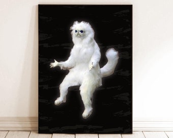 Persian Cat Meme Printable,Room Guardian Meme,Funny meme room Art Print,Cats Art Prints,Cat Monkey Print,white monkey Digital Download,JPG