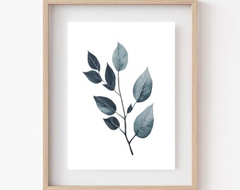 Stampe di arte della parete della foglia, foglie di eucalipto, stampe digitali, stampe di decorazioni per la cucina, arte della parete del download istantaneo, arte della parete del soggiorno.