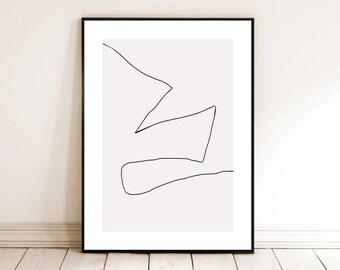 Gainsboro Line Art Print, Simple Line Art Print, Minimalist Art Print, Neutral Abstract Prints, Wall Art Prints, Grey And  White Line Art,