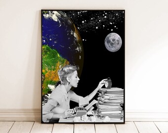 Earth Hour Digital Wall Art illustration, Space Digital Prints, Eco-Friendly Art, Cosmic Illustration Printibles,Planet Earth Art,JPG prints