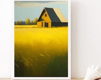 Beautiful Yellow Barn Print for Your Home Decor,Wall Art Prints, Digital Prints, Kitchen Decor Prints,Instant Download Wall Art,
