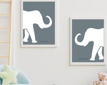 Elephant wall art Printable ,Nursery Wall Art Prints,Kids Room Prints,Digital Printables,JPG