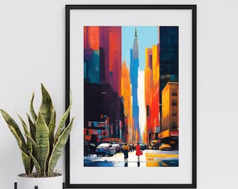 Newyork Beautiful Cityscape Oil Painting Print for Your Home Decor,Wall Art Prints, Digital Prints, Cityscape Prints