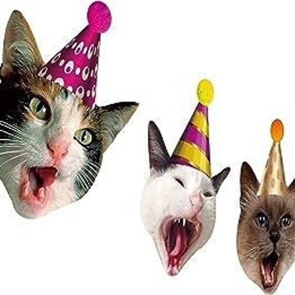 Funny Cat Faces Birthday Garland, Photographic Cat Faces Garland,Birthday Bash Decor,Cat theme birthday party banner
