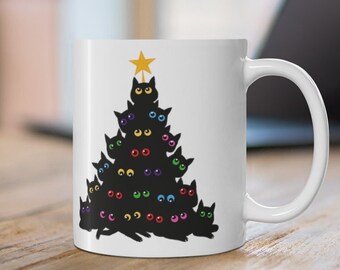 Catty Christmas Tree Gift Mug,Christmas Gift Mugs, holiday gift Mugs,holiday Mug, Xmas mugs,Christmas Gift, Gift For Her,Gift For Kids,