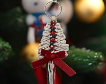 Macrame Christmas Tree  DIY Kit,4 PCS,Christmas Tree Hanging Ornaments, Craft, Wall Hanging, Festive, Gift Idea, Christmas Craft Kit,