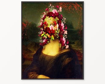 Mona Lisa Altered Art Portrait ,, Printable Art, Portrait Art, Printable Wall Art, Printable,Digital Download Art,Wall Art, Digital Download