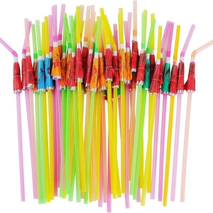 Umbrella Parasol Party Drinking Straws, Luau Party Decorations Supplies,50 Count, Tropical Drinking Straws,Party Decor, Hawaii Beach Party,