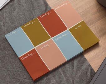 Weekly Planner Pad | Open Dated Weekly Planner | Calendar Memo Pad | Weekly Planner Desk Pad | 50-page Tear Off | Stationary Gift
