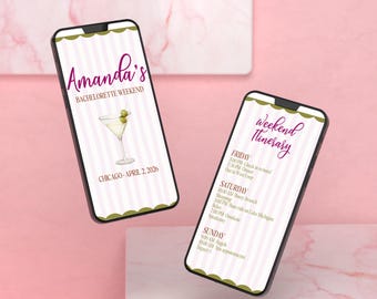 Plantilla de itinerario de despedida de soltera Invitación de despedida de soltera personalizable Invitación de despedida de soltera Plantilla de descarga digital Plan de itinerario