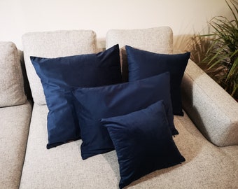 Housse de coussin - velours bleu nuit