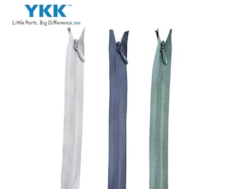 YKK Invisible zipper #3, Invisible Concealed Zip, Invisible Zipper Closed Bottom, Sewing zips for dress, Shades of Gray Colour Zipper