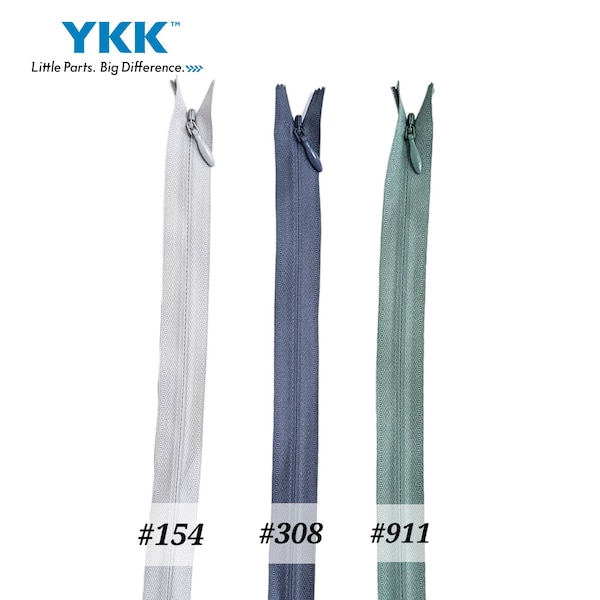 YKK Invisible zipper #3, Invisible Concealed Zip, Invisible Zipper Closed Bottom, Sewing zips for dress, Shades of Gray Colour Zipper